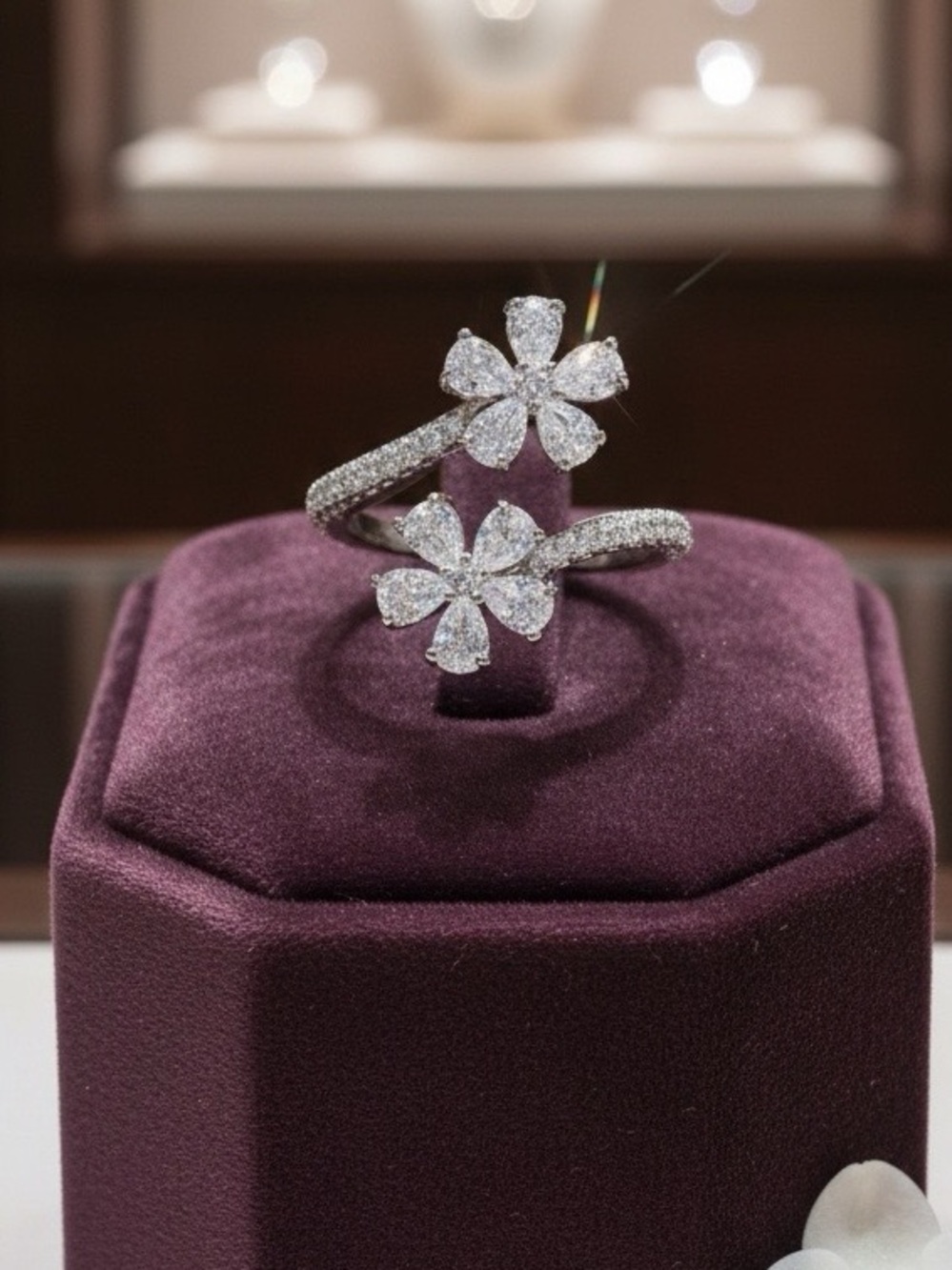 Sterling Silver Bling Flower Adjustable Ring Coquette Fairycore Boho Cottagecore - Picture 3 of 5